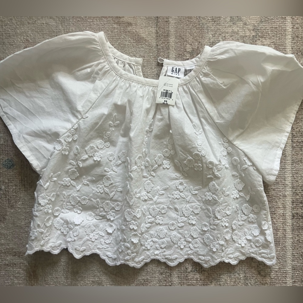 GAP White Embroidered Kids Blouse